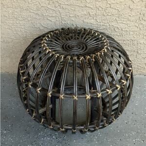 Vintage Mid-Century Franco Albini 50s 60s Ottoman Foot Stool Rattan Brown